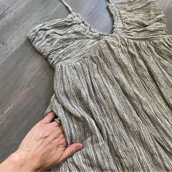 Promesa Halter Midi Dress Black Cream Back Tie Boho Vacation - Picture 4 of 13